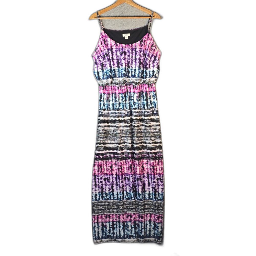 Cato Woman Multicolor Maxi Dress 14 16W Metal Link Straps Boho Abstract